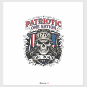Sticker Patriotique 1776 Tout Terrain Crâne Monster Truck