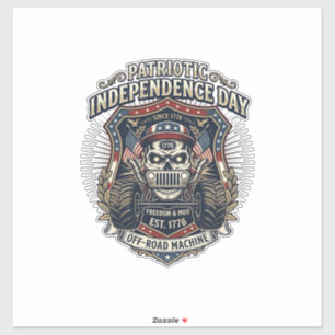 Sticker Patriotique 1776 Tout Terrain Crâne Monster Truck