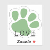 Sticker Patte d'amour d'animal de compagnie vert (Feuille)