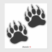 Sticker Patte d'ours noir argenté cool (Feuille)