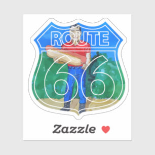 Sticker Paul Bunyon Hot Dog homme sur la route 66