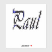 Sticker "Paul" Nom En Bleu Et Noir, (Feuille)