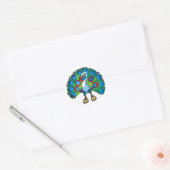 Sticker-pauw peafowl ronde sticker (Envelop)
