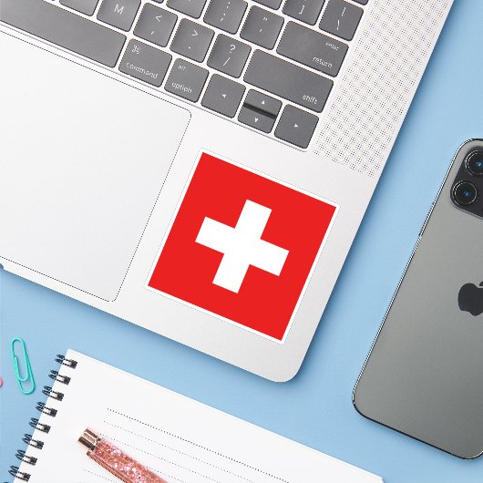 Sticker pavillon suisse (Ordinateur portable avec iPhone)