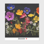 Sticker Pavot coloré et autres fleurs (Feuille)