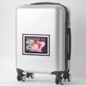 Sticker Pavot rose avec bord bordé (Sur valise)