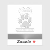 Sticker Paw Chien Argent sur arrière - plan noir (Feuille)