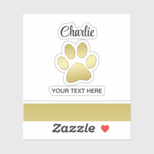 Sticker Paw chien brillant or sur arrière - plan noir