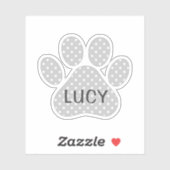 Sticker Paw Print Gray and White Polka Dot Pattern (Feuille)
