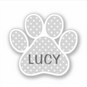 Sticker Paw Print Gray and White Polka Dot Pattern (Devant)