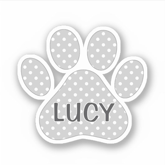 Sticker Paw Print Gray and White Polka Dot Pattern (Devant)