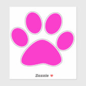 Sticker Paw Prints Pattern Custom Cute Hot Pink (Feuille)