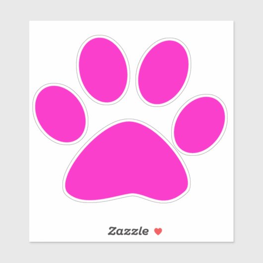 Sticker Paw Prints Pattern Custom Cute Hot Pink (Feuille)