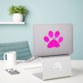 Sticker Paw Prints Pattern Custom Cute Hot Pink (Ordinateur portable sur le bureau)
