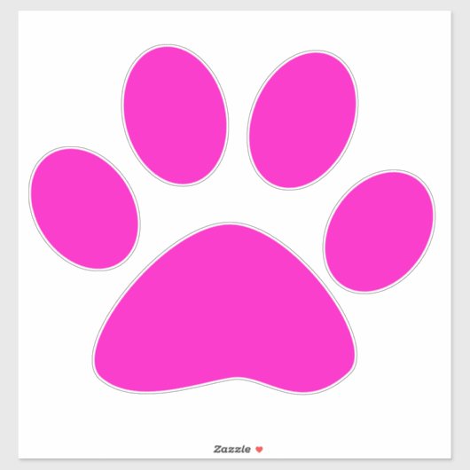 Sticker Paw Prints Pattern Hot Pink Custom Cute  (Feuille)