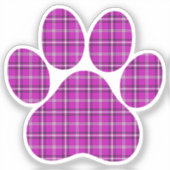 Sticker Paw Shape Plaid Pink Purple Cat Dog (Recto)