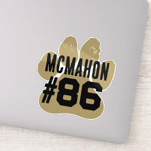 Sticker Pawprint Numéro de Joueur Bronze Or & Noir