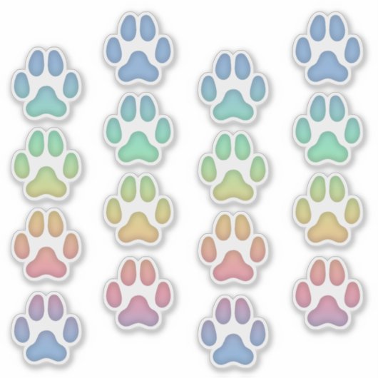 Sticker Pawprints Chien Arc-en-Ciel Pistes de repérage d'a (Devant)
