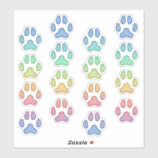 Sticker Pawprints Chien Arc-en-Ciel Pistes de repérage d'a (Feuille)