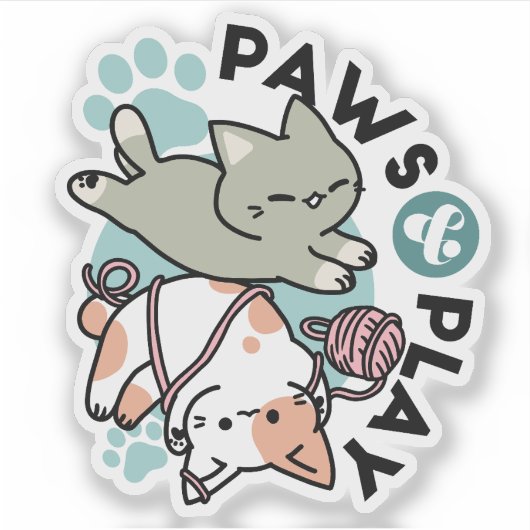 Sticker Paws and Play – Adorable Cat Illustration (Devant)