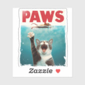 Sticker PAWS Chat Souris Parodie De L'Affiche De Film Jaws (Feuille)
