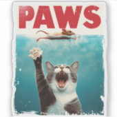 Sticker PAWS Chat Souris Parodie De L'Affiche De Film Jaws (Devant)