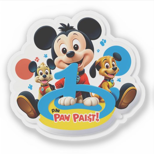 Sticker Pawsitively 1 Today! (Devant)