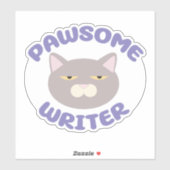 Sticker Pawsome Writer Fun Kitty Caractère Design (Feuille)