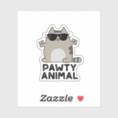 Sticker Pawty Animal Funny Party Chat Pun (Feuille)
