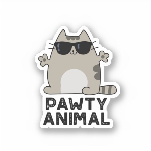 Sticker Pawty Animal Funny Party Chat Pun (Devant)