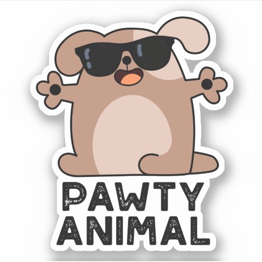 Sticker Pawty Animal Funny Party Chien Pun (Devant)