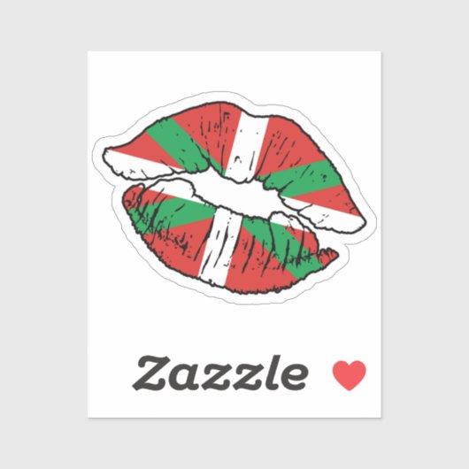 Sticker Pays basque Drapeau d'amour du bâton de lèvres bas (Feuille)