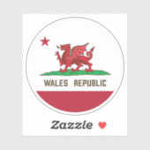 Sticker Pays de Galles République Drapeau de dragon Pride  (Feuille)