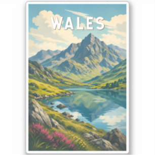 Sticker Pays de Galles Royaume-Uni Illustration Voyage Art