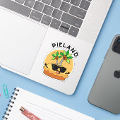 Sticker Pays de la tarte Pun drôle d'île (Ordinateur portable avec iPhone)