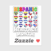 Sticker Pays Latino Drapeaux Coeur, Bonne Fête (Feuille)