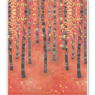 Sticker Paysage de la forêt de Birch Tree
