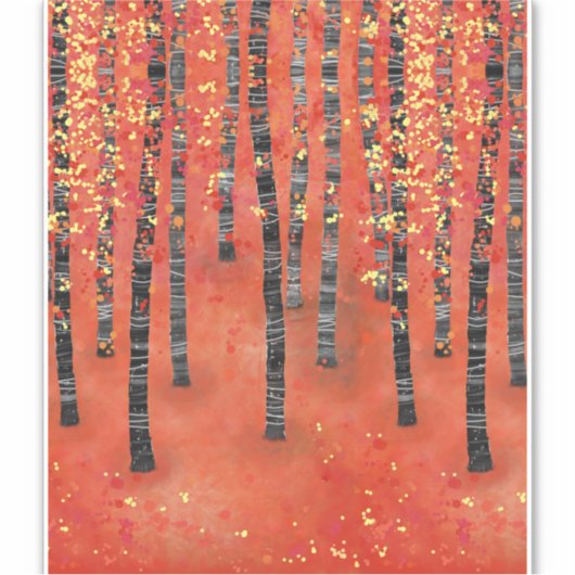 Sticker Paysage de la forêt de Birch Tree (Devant)