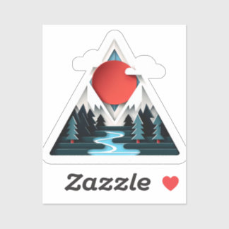 Sticker Paysage de la forêt du Soleil Rouge