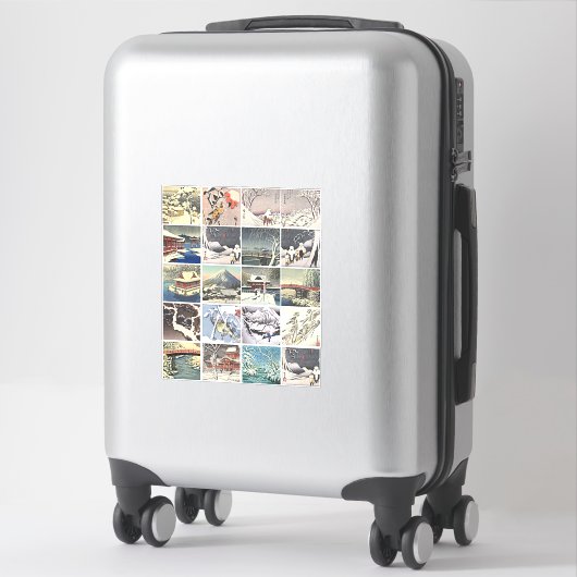 Sticker paysage de neige arbres peintures d'art japonaise (Sur valise)