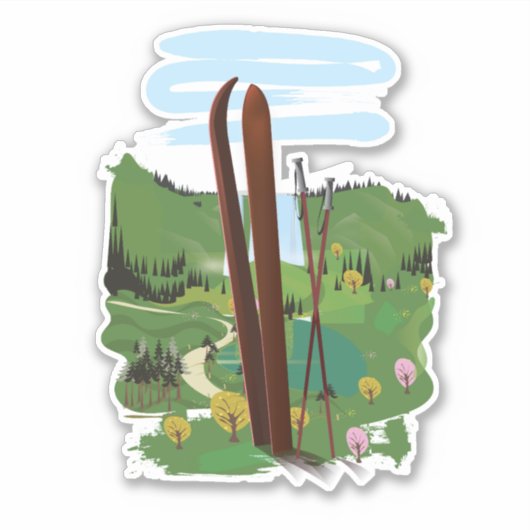 Sticker Paysage de ski (Devant)
