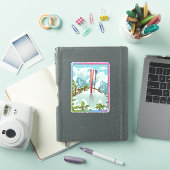 Sticker Paysage de ski dessin animé (Couverture iPad)