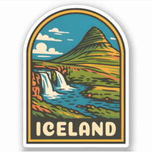 Sticker Paysage naturel rétro Vintage voyage Islande