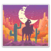 Sticker Paysage occidental avec cowboy (Devant)