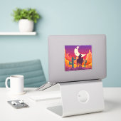 Sticker Paysage occidental avec cowboy (Ordinateur portable sur le bureau)