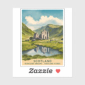 Sticker Paysage rétro des Highlands d'Écosse Vintage voyag (Feuille)