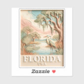 Sticker Paysage Texturé de la Faune Aviaire des Everglades (Feuille)