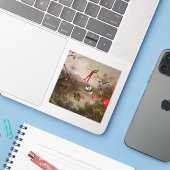 Sticker Paysage tropical avec dix colibris (Ordinateur portable avec iPhone)