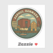Sticker Paysage urbain d'Aarhus Danemark (Feuille)