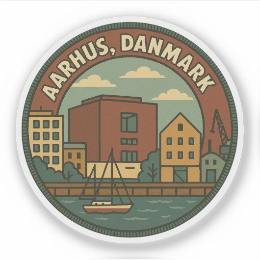 Sticker Paysage urbain d'Aarhus Danemark (Devant)